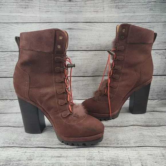 Schutz Dalenna Rabbit Hair Boots Size 8 B - Picture 2 of 9